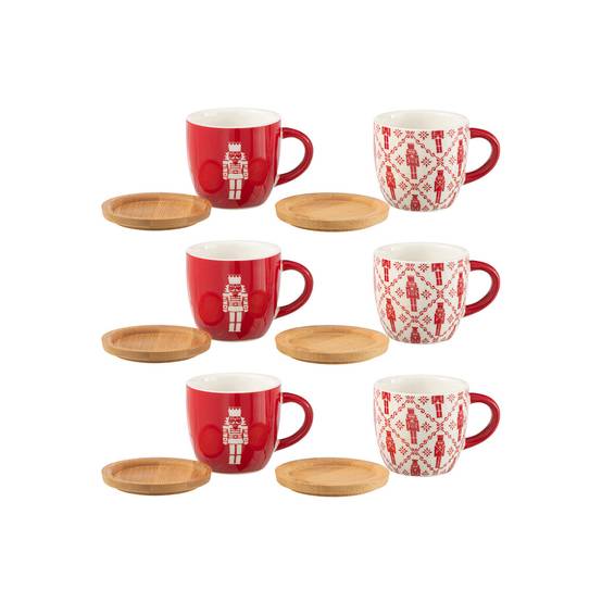 Lot de 6 Tasses à Café & Sous-Tasses "Casse-Noisette" 9cl Rouge - Image 2