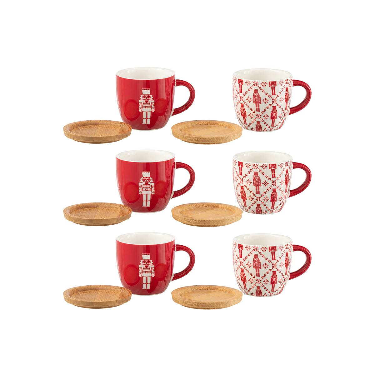 Lot de 6 Tasses à Café & Sous-Tasses "Casse-Noisette" 9cl Rouge - Image 2