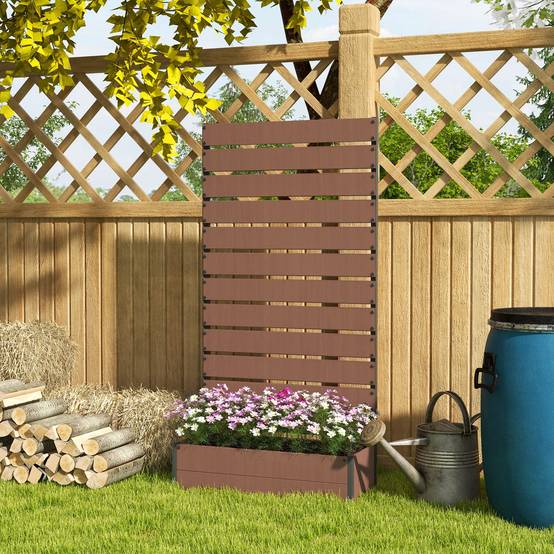 Jardinière avec treillis bois composite balcon extérieur support grimpantes 90x38x180cm marron - ComfortXL Outdoor Living - Image 10