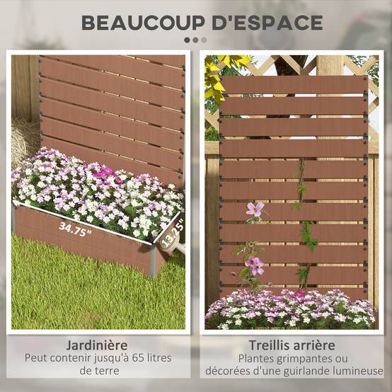 Jardinière avec treillis bois composite balcon extérieur support grimpantes 90x38x180cm marron - ComfortXL Outdoor Living - Image 6