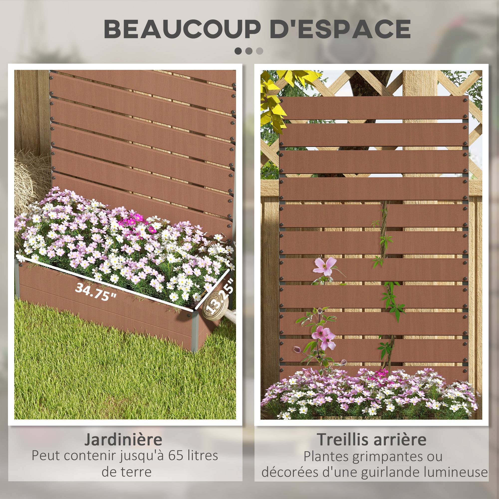 Jardinière avec treillis bois composite balcon extérieur support grimpantes 90x38x180cm marron - ComfortXL Outdoor Living - Image 6