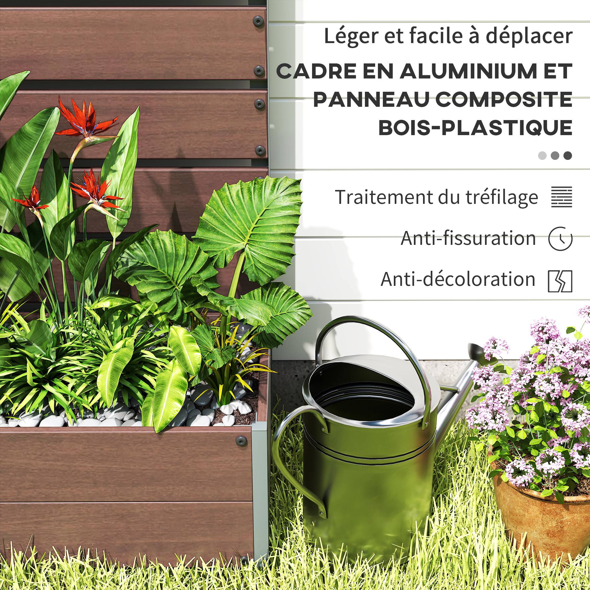 Jardinière avec treillis bois composite balcon extérieur support grimpantes 90x38x180cm marron - ComfortXL Outdoor Living - Image 7