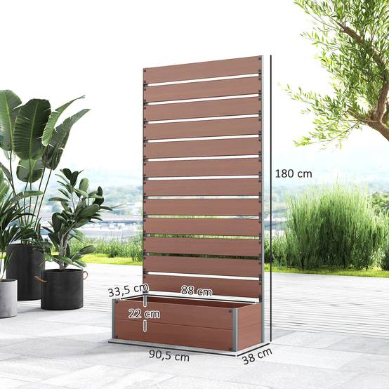Jardinière avec treillis bois composite balcon extérieur support grimpantes 90x38x180cm marron - ComfortXL Outdoor Living - Image 5