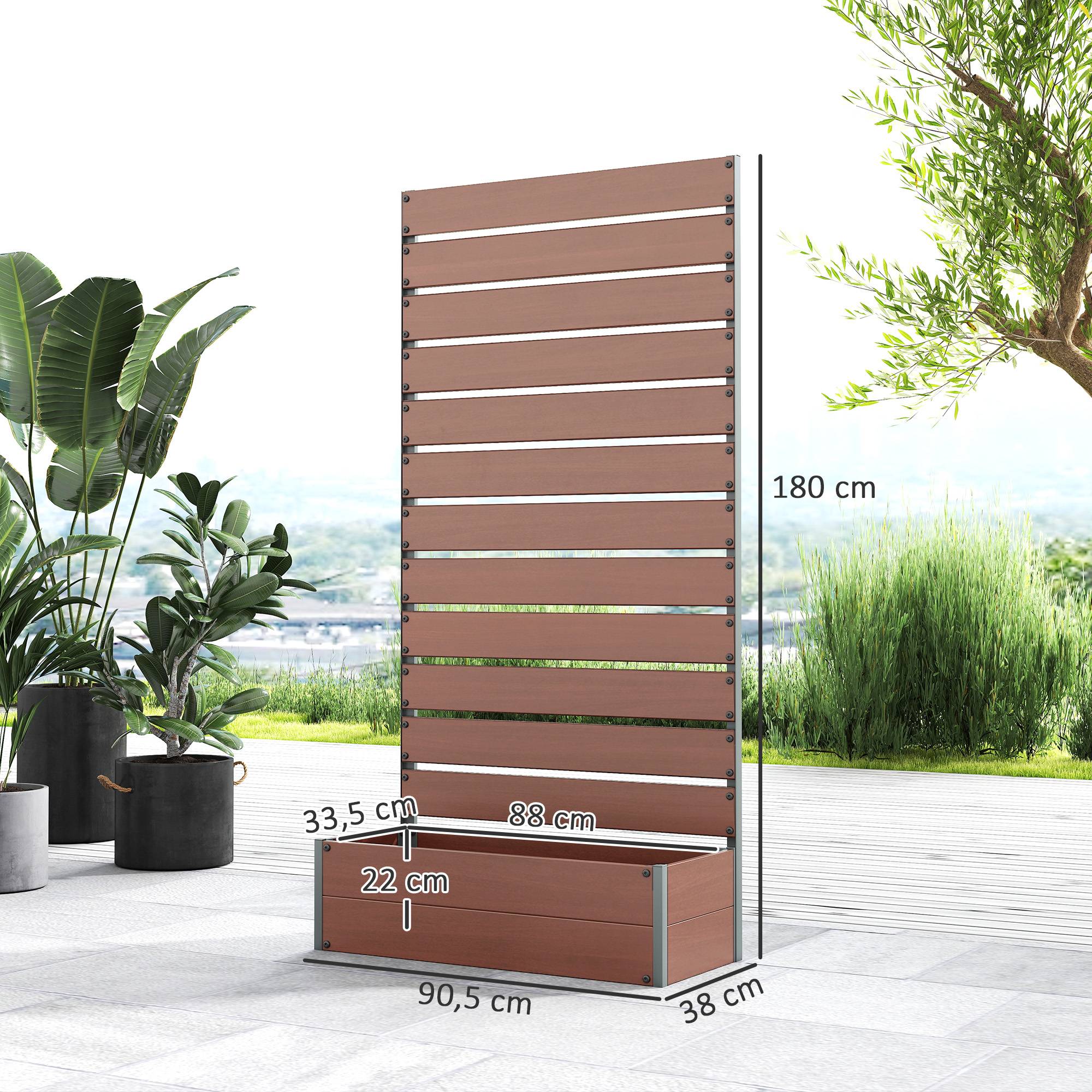 Jardinière avec treillis bois composite balcon extérieur support grimpantes 90x38x180cm marron - ComfortXL Outdoor Living - Image 5