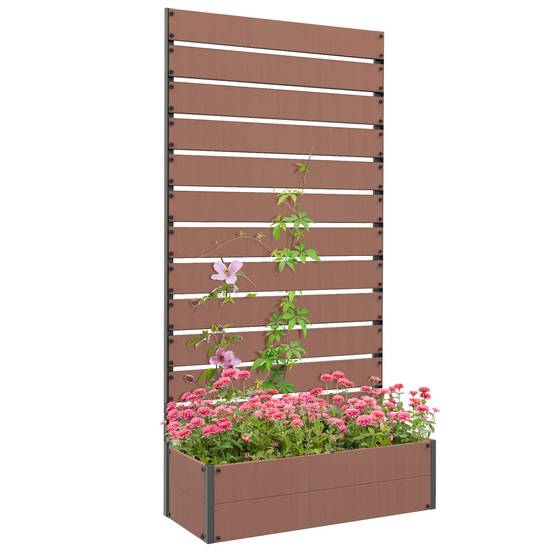 Jardinière avec treillis bois composite balcon extérieur support grimpantes 90x38x180cm marron - ComfortXL Outdoor Living - Image 1
