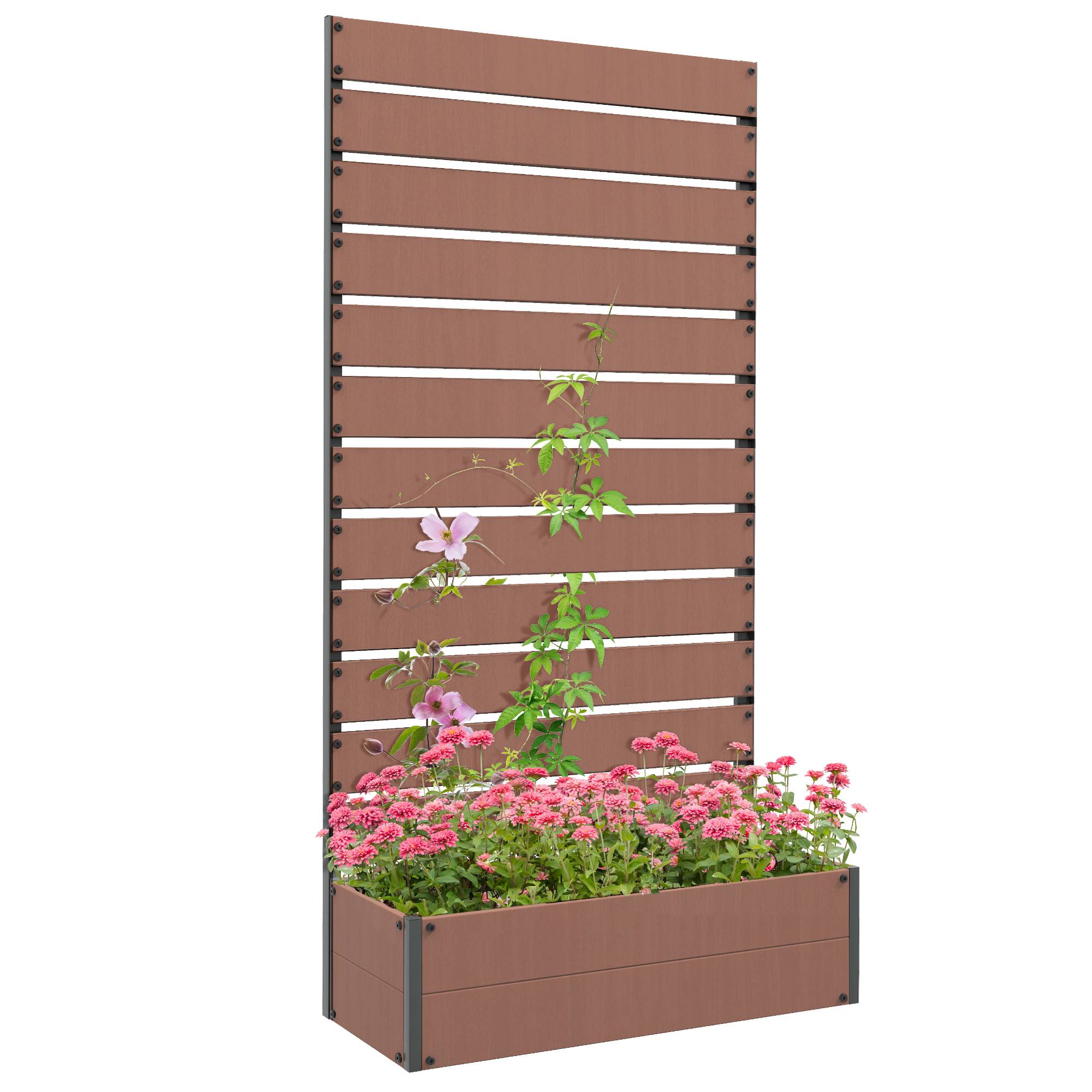Jardinière avec treillis bois composite balcon extérieur support grimpantes 90x38x180cm marron - ComfortXL Outdoor Living - Image 1