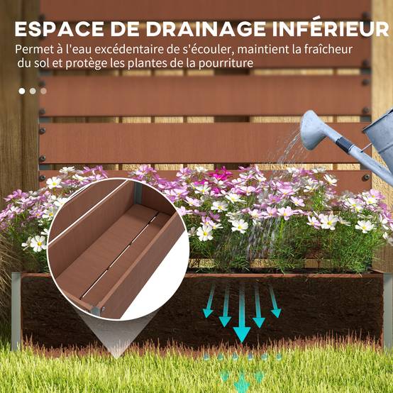 Jardinière avec treillis bois composite balcon extérieur support grimpantes 90x38x180cm marron - ComfortXL Outdoor Living - Image 9