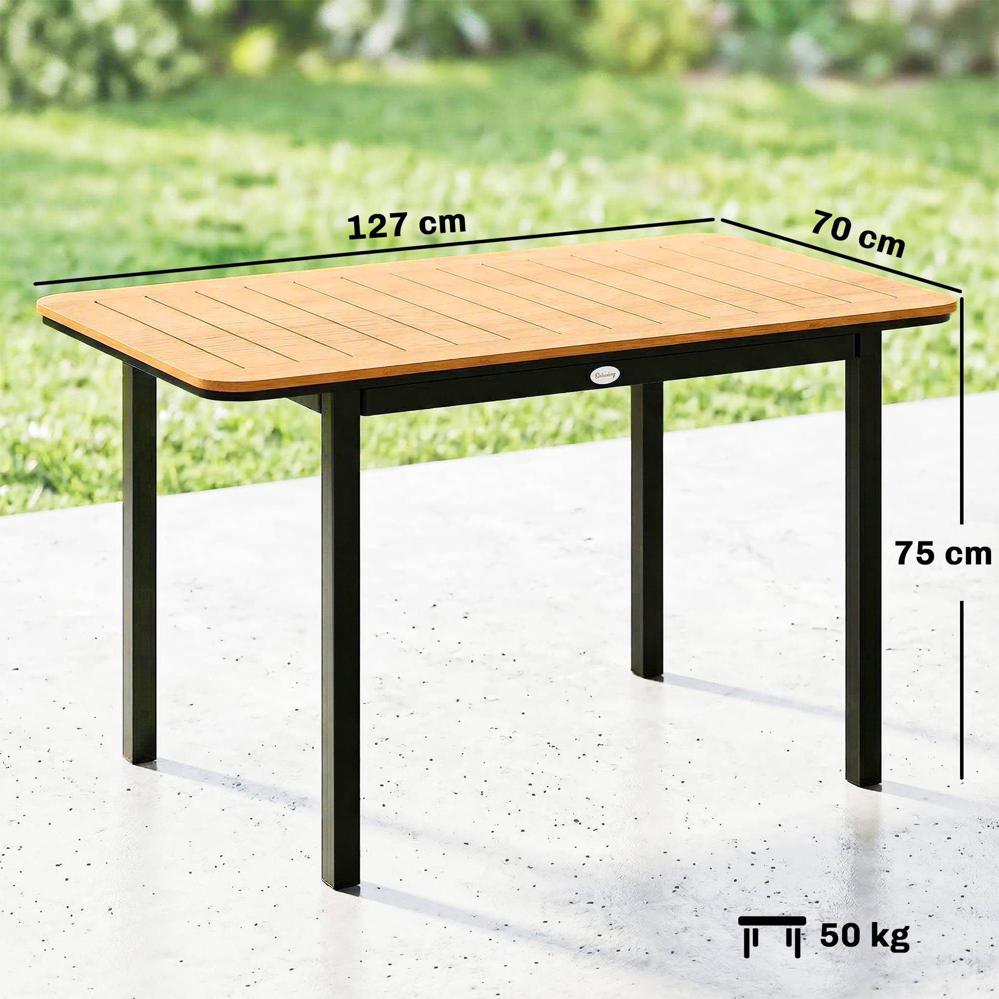 Maison Chic - Table de Jardin 6 Personnes Rectangulaire en Bois Composite Cadre en Métal et Plateau à Lattes 127x70cm Marron - Image 5