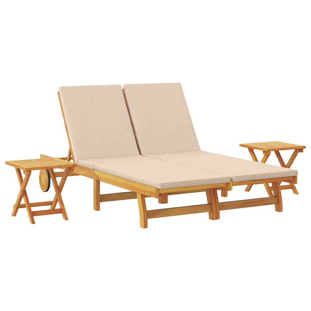 Vidaxl - Transat avec coussin Beige Bois d'Acacia Massif vidaXL 3407701 - Image 2