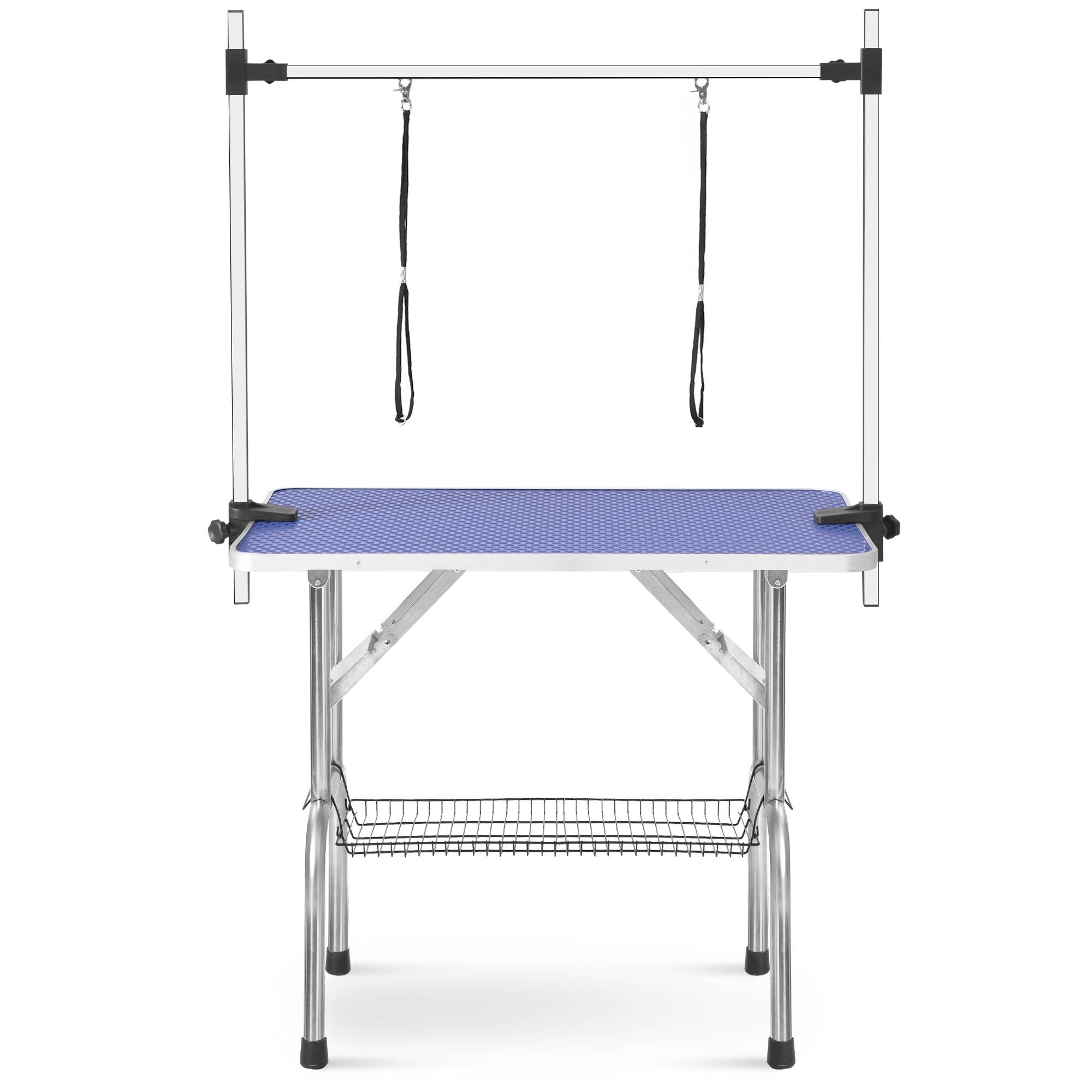 Table de toilettage pliable animaux domestiques 90 x 61 x 76 cm acier inoxydable et MDF bleu - PANGIVO - Image 3