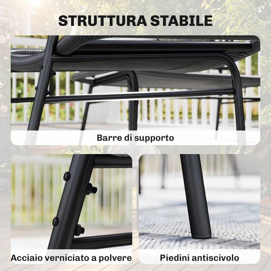 Ensemble mobilier jardin rotin 4 pcs, canapé extérieur avec table métal, noir - Image 10