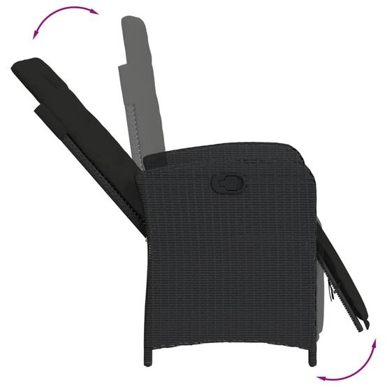 Ensemble de bistro 3 pcs | Mobilier d'extérieur avec coussins noir résine tressée Maison Chic - Image 8