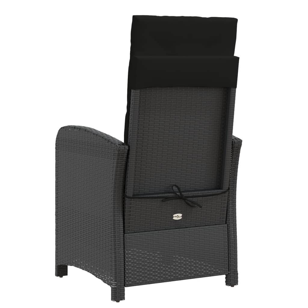 Ensemble de bistro 3 pcs | Mobilier d'extérieur avec coussins noir résine tressée Maison Chic - Image 7