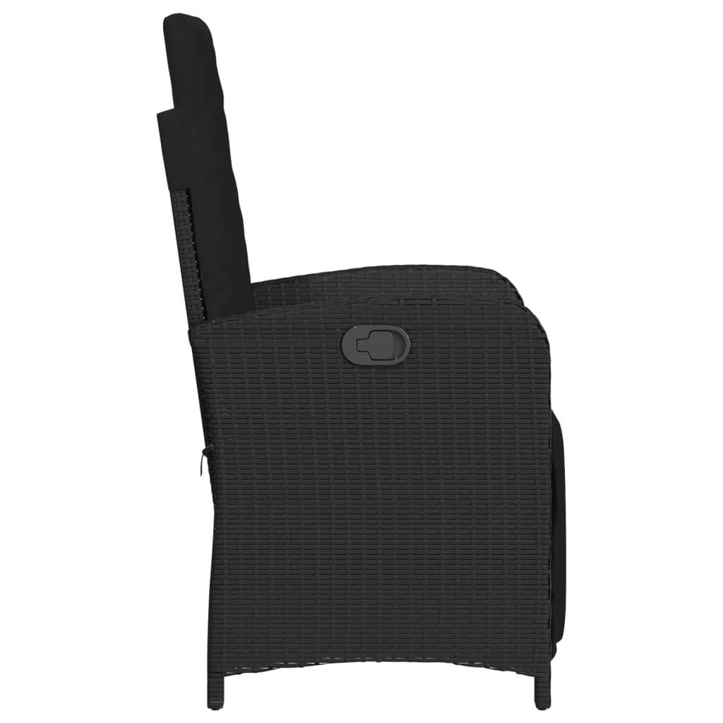 Ensemble de bistro 3 pcs | Mobilier d'extérieur avec coussins noir résine tressée Maison Chic - Image 6