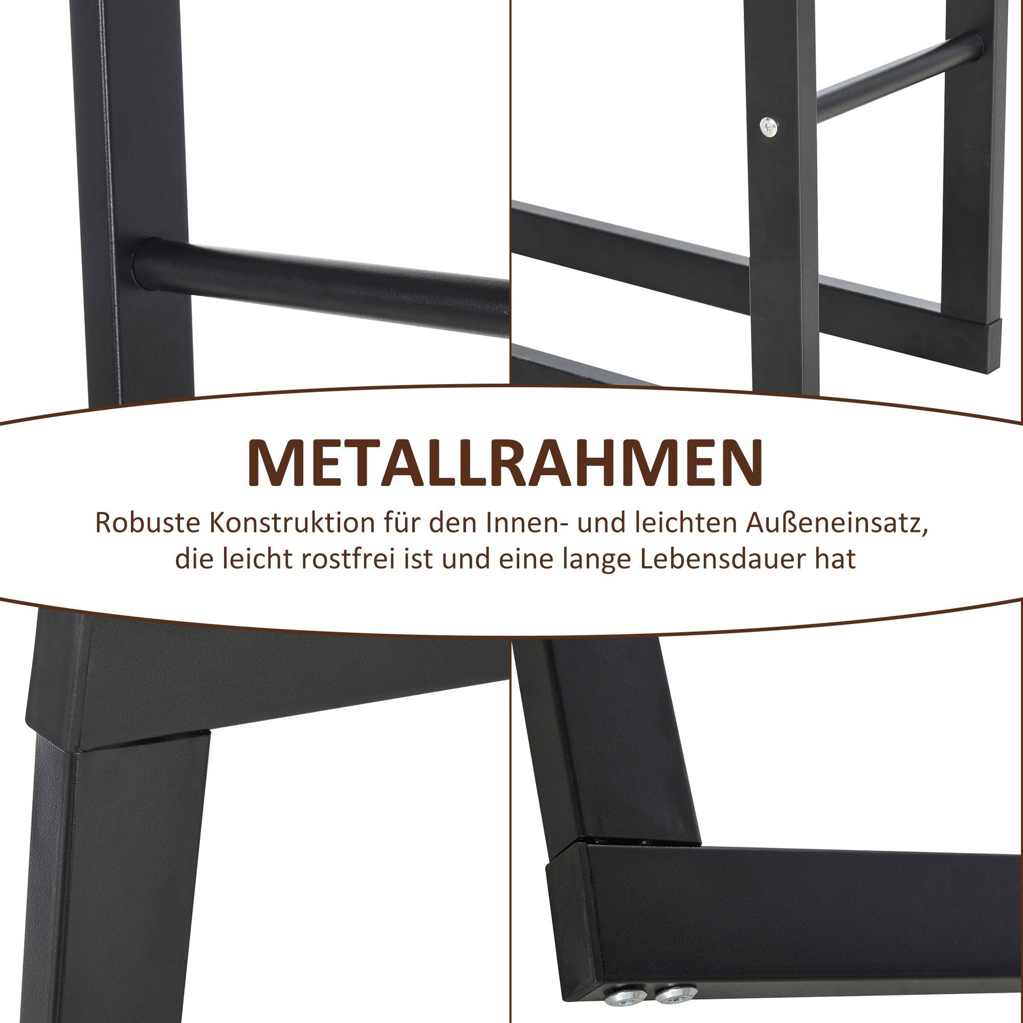ComfortXL - Porte-bûches acier noir 40 x 25 cm intérieur extérieur grande capacité 99 kg rangement bois de chauffage - Image 6