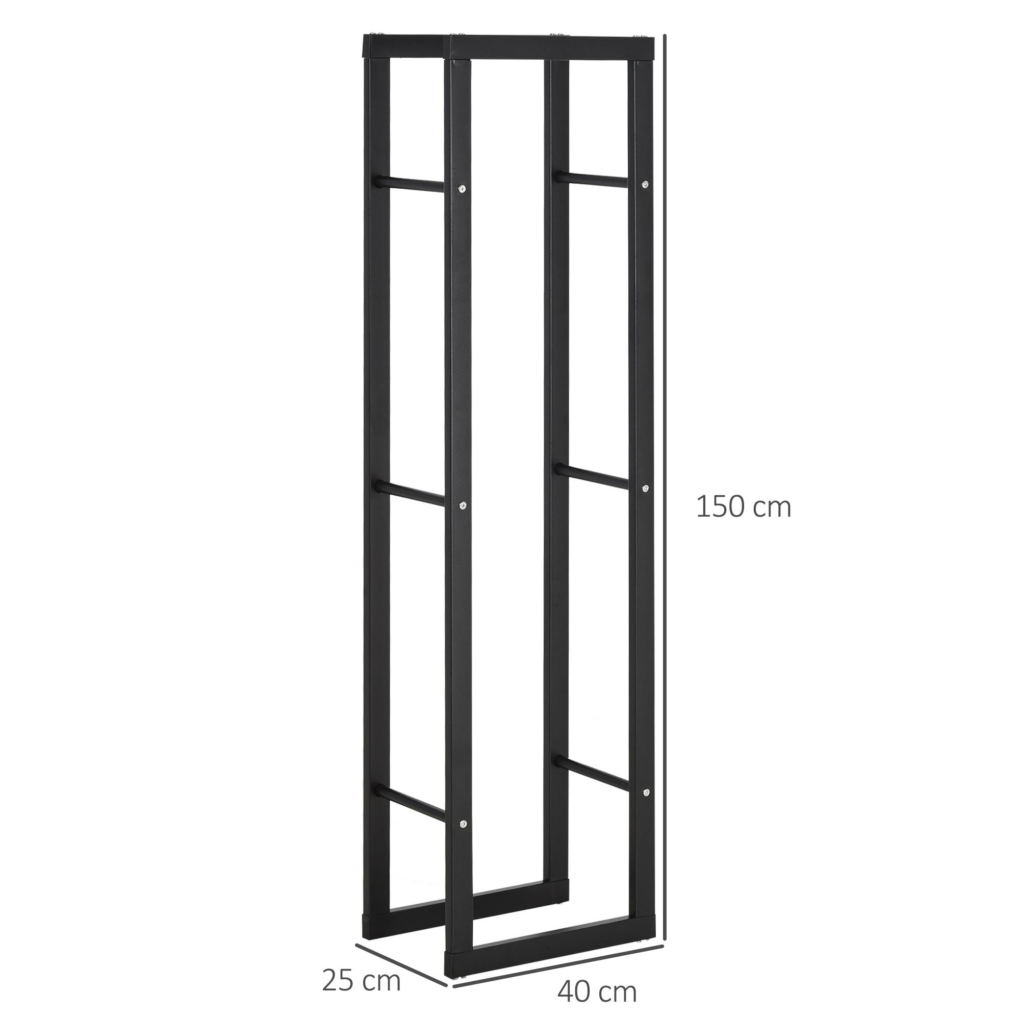 ComfortXL - Porte-bûches acier noir 40 x 25 cm intérieur extérieur grande capacité 99 kg rangement bois de chauffage - Image 3