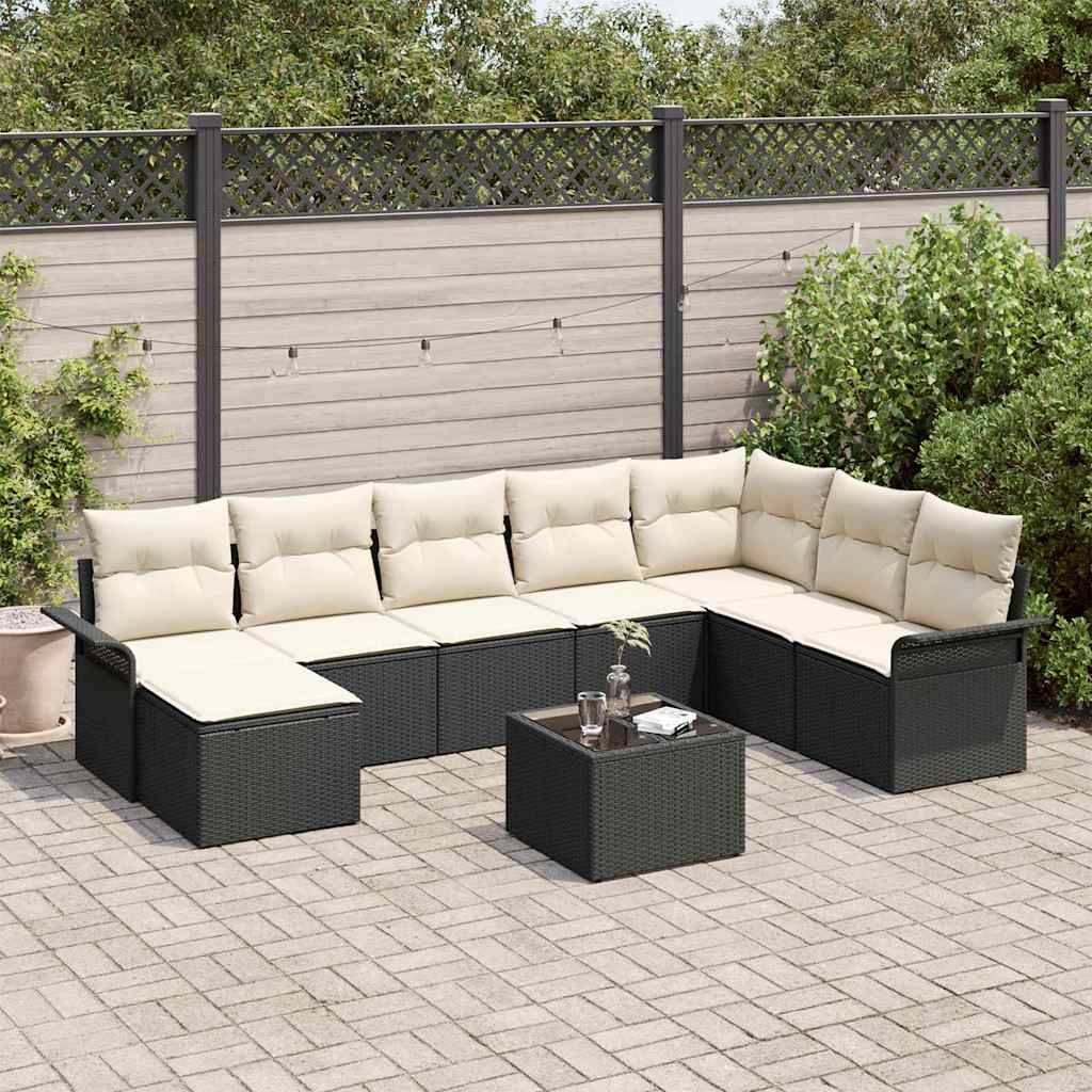 ComfortXL - Grand Salon de Jardin 8 Places en Polyrotin Modulable avec Pieds Réglables pour Terrasse Noir – ComfortXL Outdoor Living - Image 1