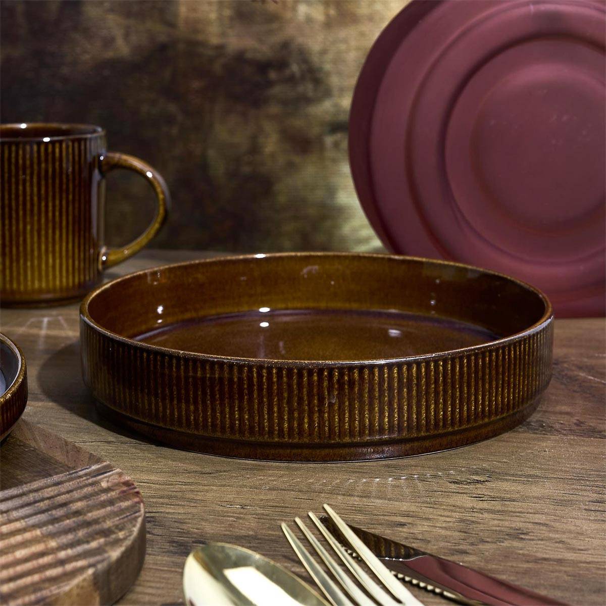 Cook Concept - Lot de 6 Assiettes Creuses "Ysia" 20cm Marron - Image 4
