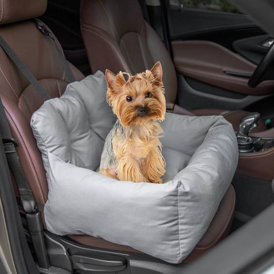 Siège auto chien chat coton voyage sécurisé rembourré fond antidérapant 50x54x33cm gris foncé - ComfortXL Outdoor Living - Image 4