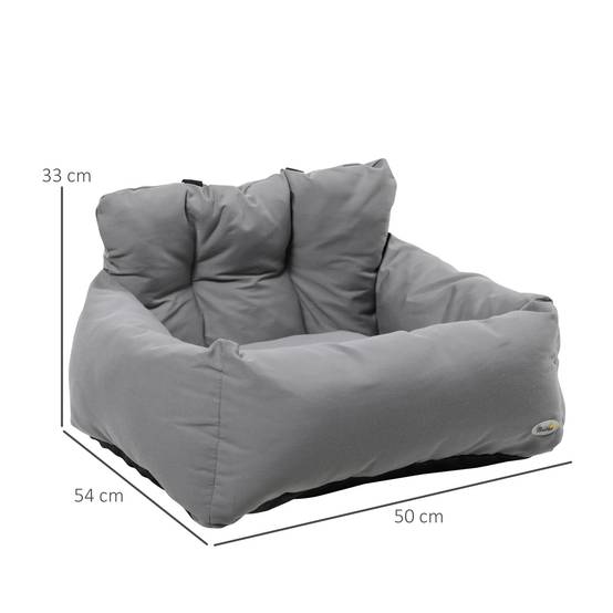 Siège auto chien chat coton voyage sécurisé rembourré fond antidérapant 50x54x33cm gris foncé - ComfortXL Outdoor Living - Image 5