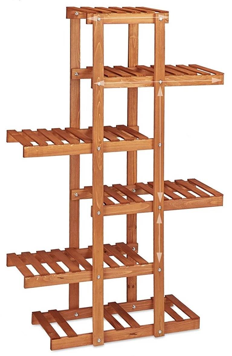 Helloshop26 - Étagère à fleurs en bois escalier pour plantes 5 niveaux marron clair - Image 1