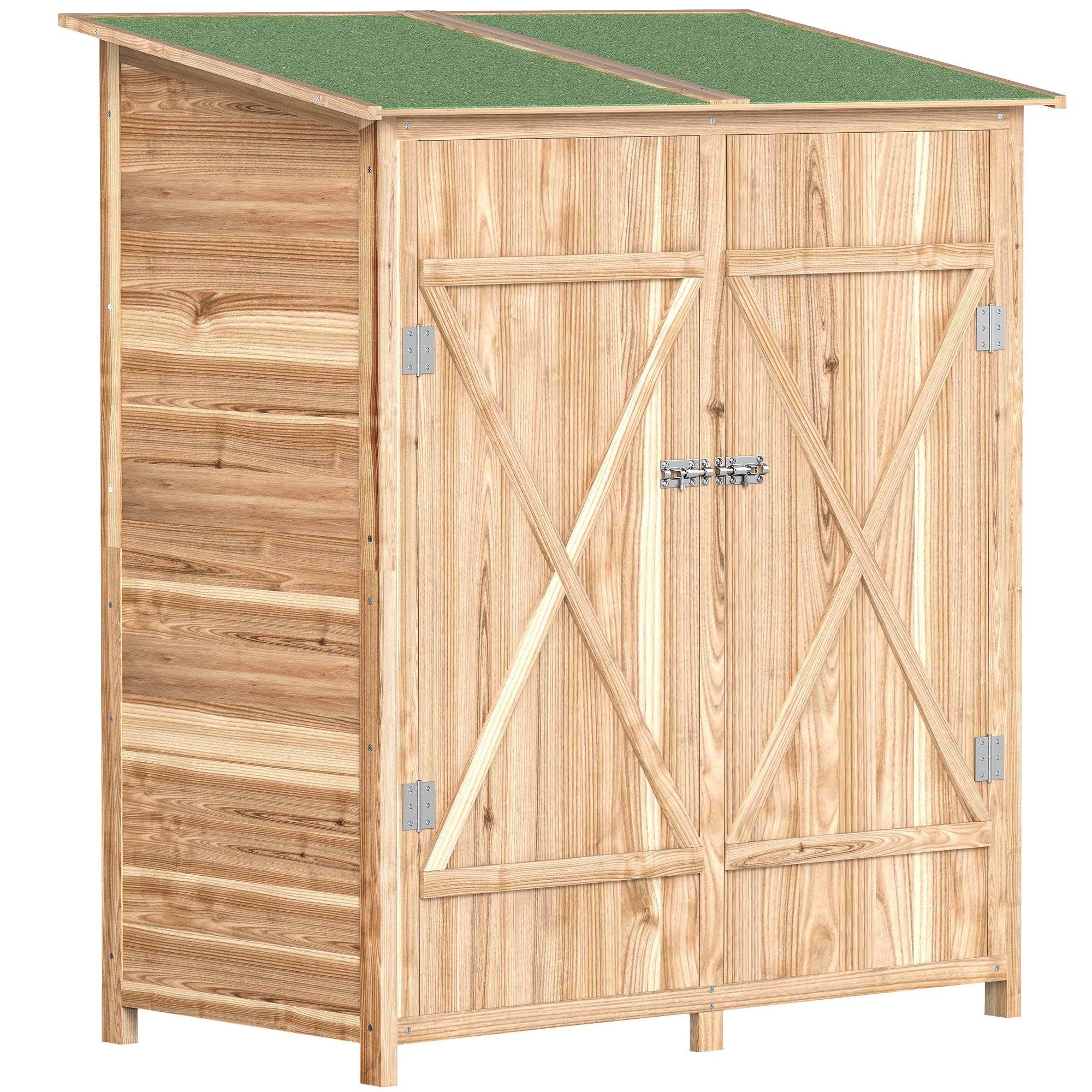 Helloshop26 - Abri de jardin armoire de rangement 140 x 75 x 157 cm gain de place toit bitumé imperméable moderne en sapin naturel - Image 1
