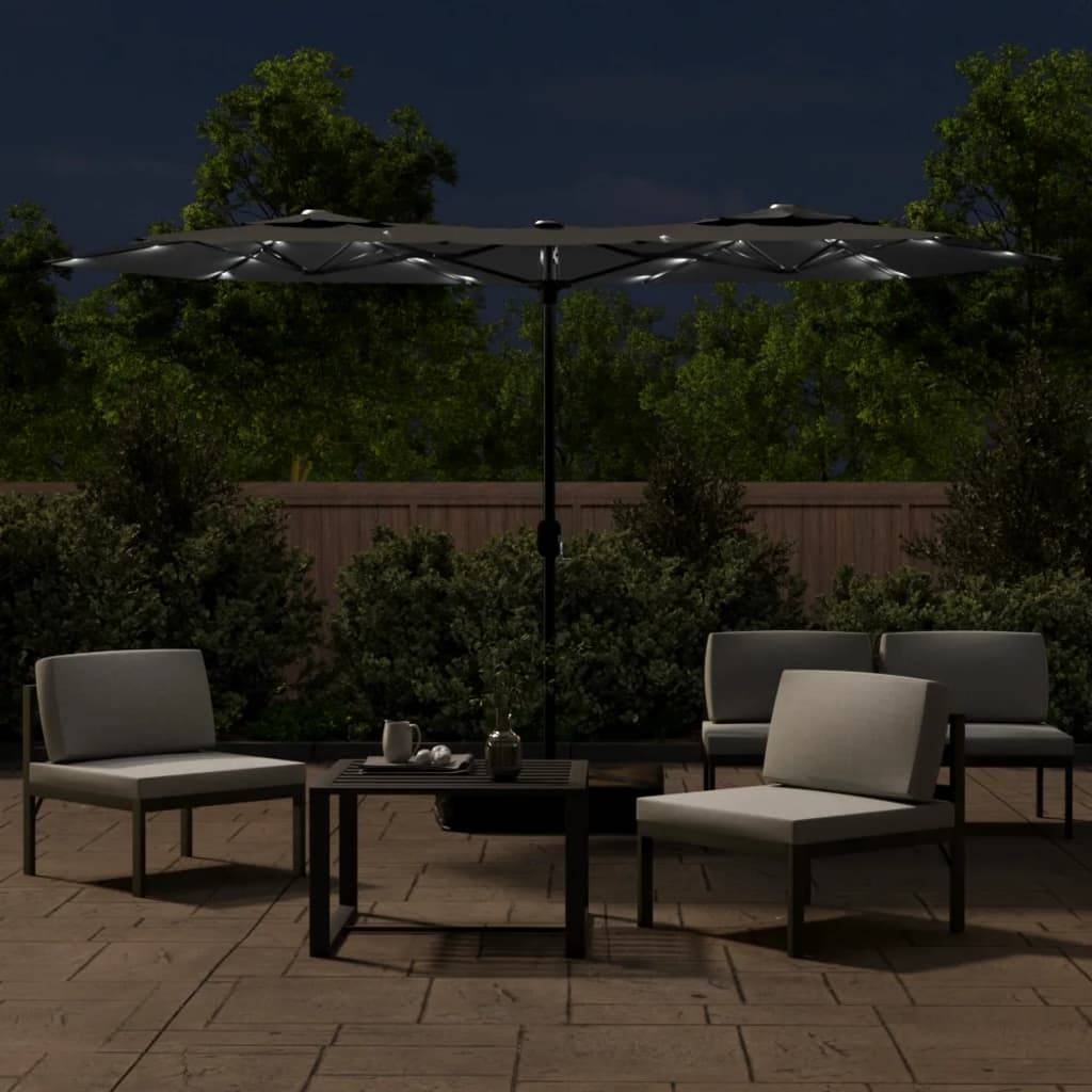 Parasol de jardin | Parasol d'extérieur à double tête avec LED anthracite 316x145 cm Maison Chic - Image 3