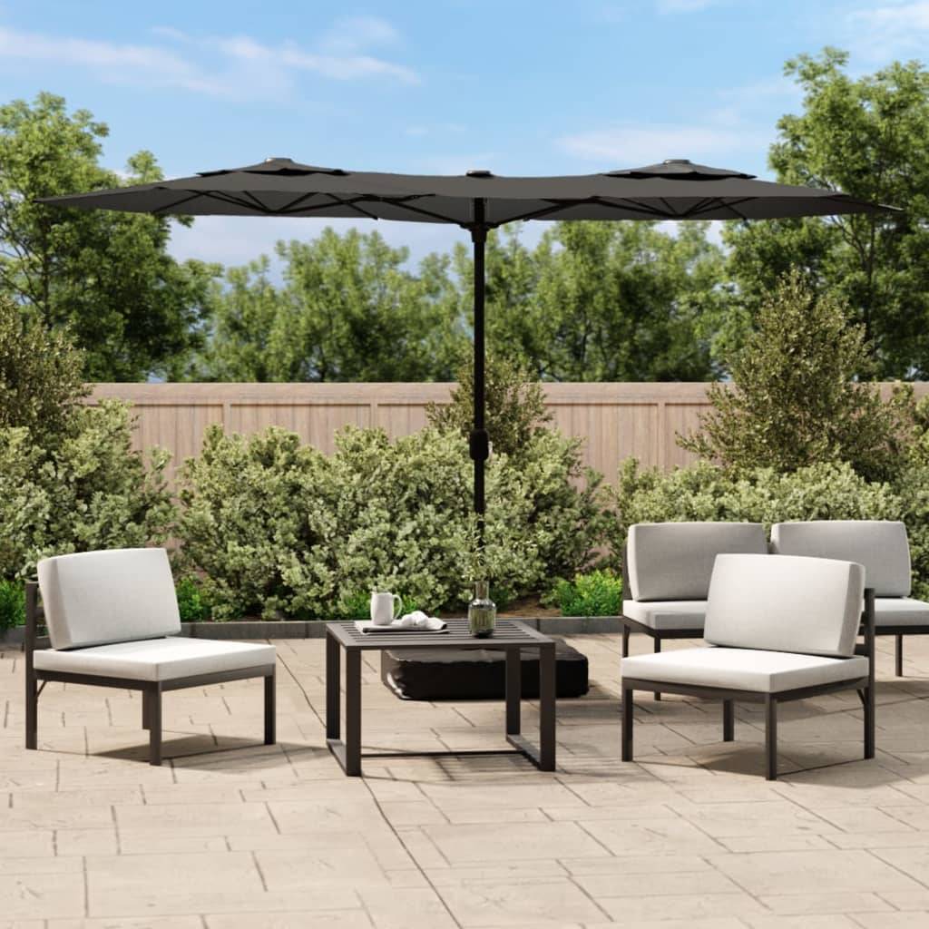 Parasol de jardin | Parasol d'extérieur à double tête avec LED anthracite 316x145 cm Maison Chic - Image 2