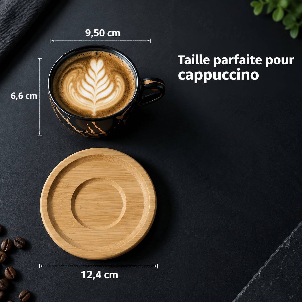 Tasses à Cappuccino en Céramique avec Sous-tasses et Support - Image 2