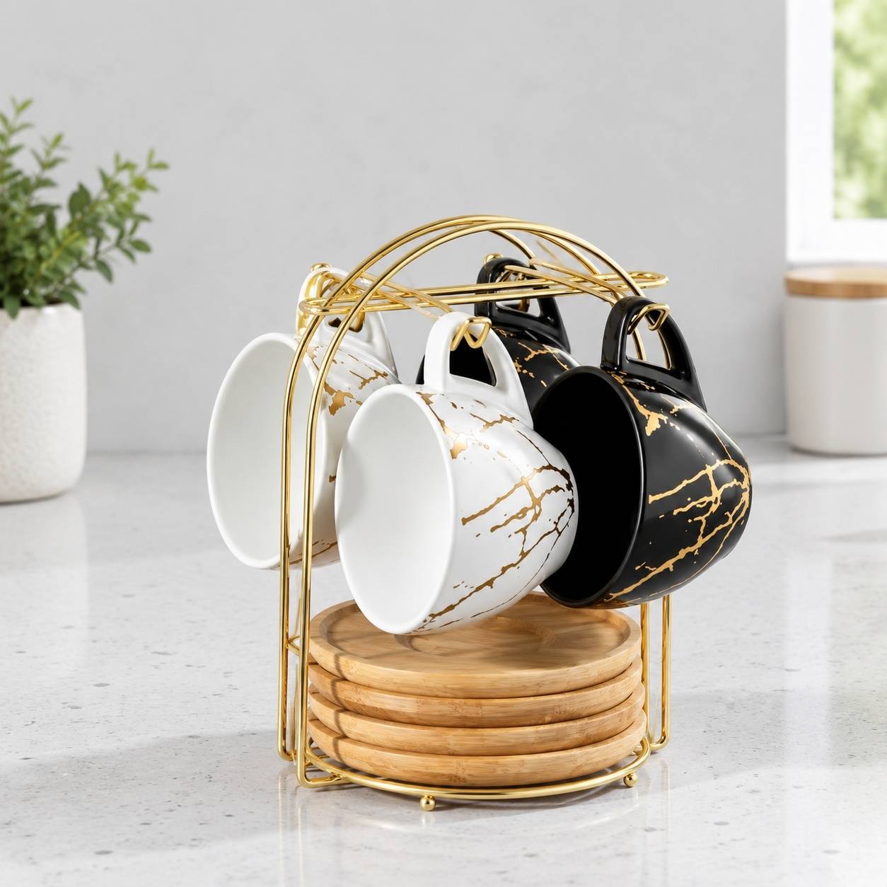 Tasses à Cappuccino en Céramique avec Sous-tasses et Support - Image 7