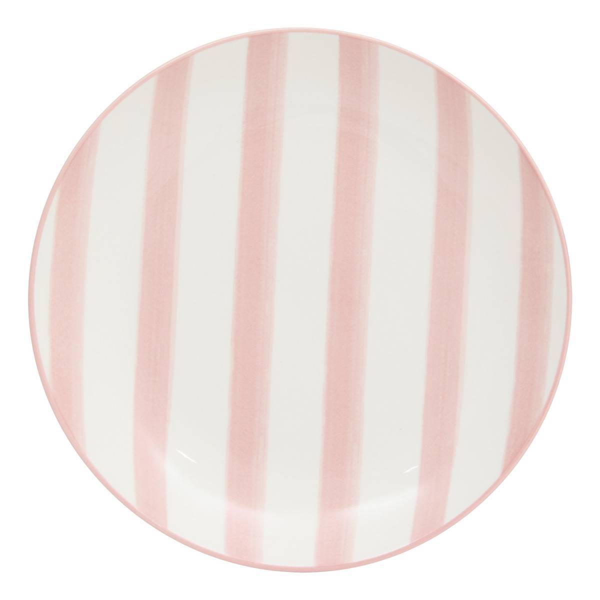 Atmosphera - Lot de 6 Assiette plate rayée Charlie rose D19cm - Atmosphera Créateur d'intérieur - Image 2