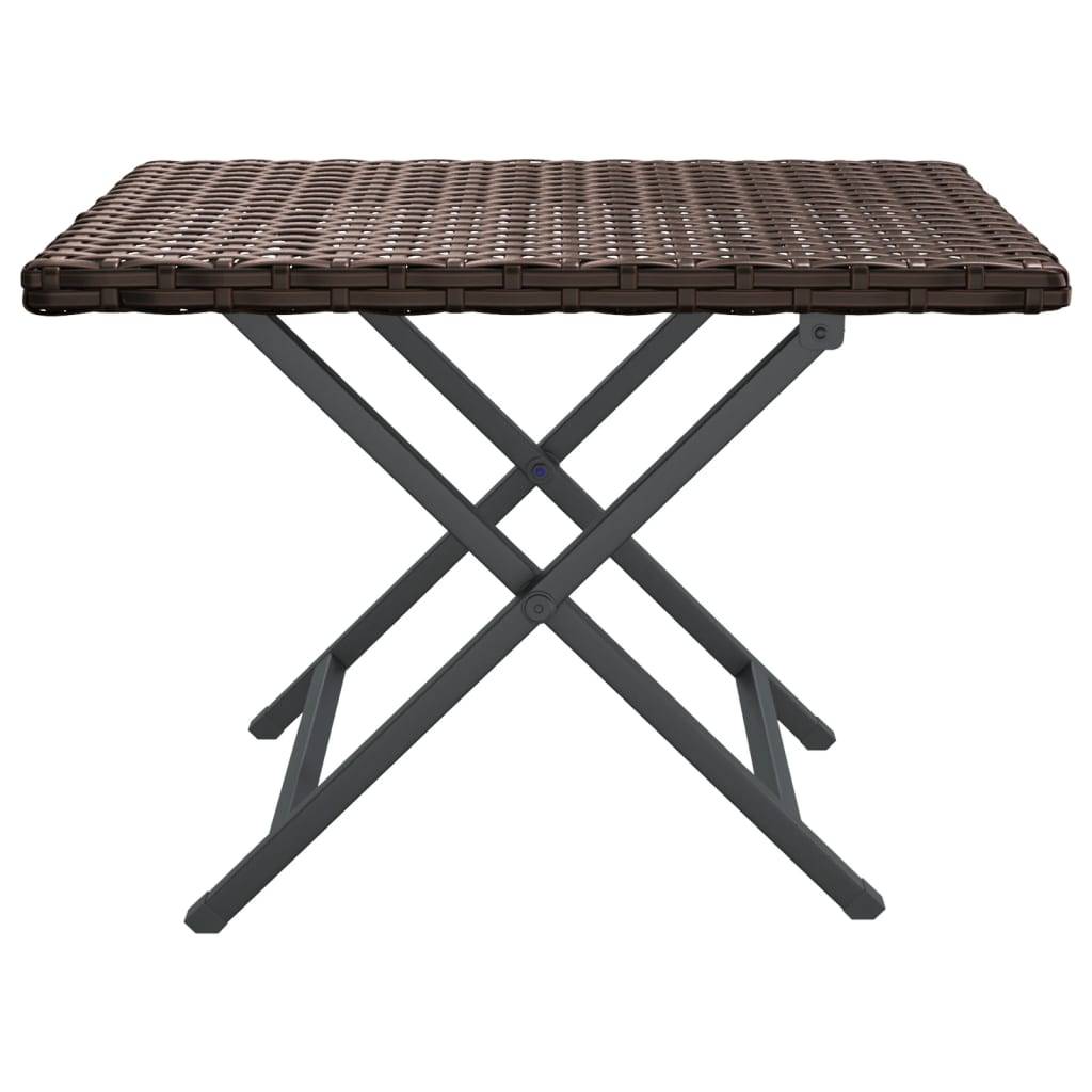 Petite Table d'Appoint Pliable en Résine Tressée Marron 45x35cm – ComfortXL Outdoor Living - Image 3