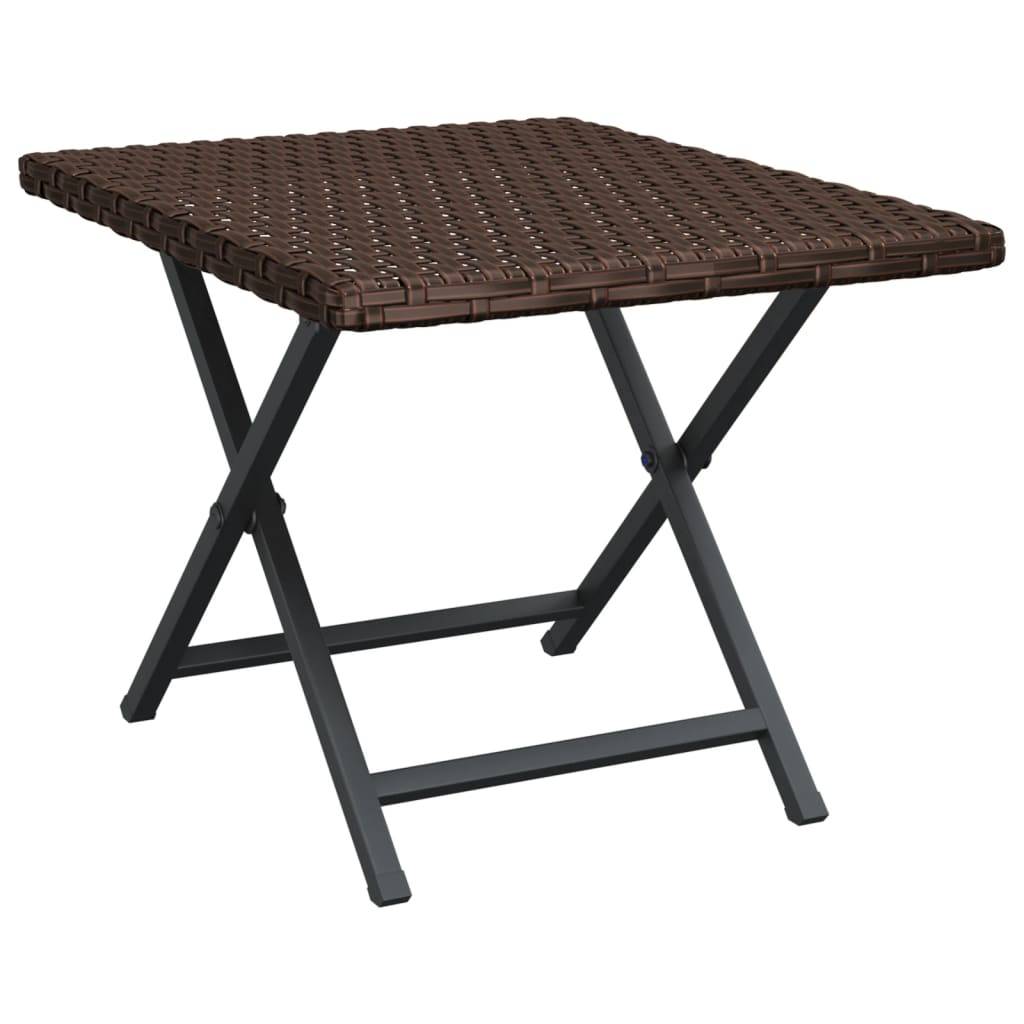Petite Table d'Appoint Pliable en Résine Tressée Marron 45x35cm – ComfortXL Outdoor Living - Image 2