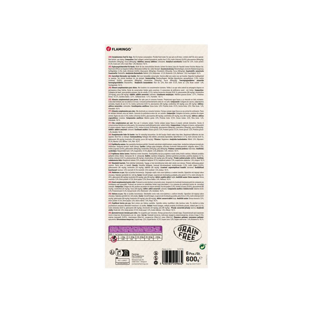 Flamingo - Friandises Boost Saucisses avec poulet, Collagène 600 g pour chien - Image 4