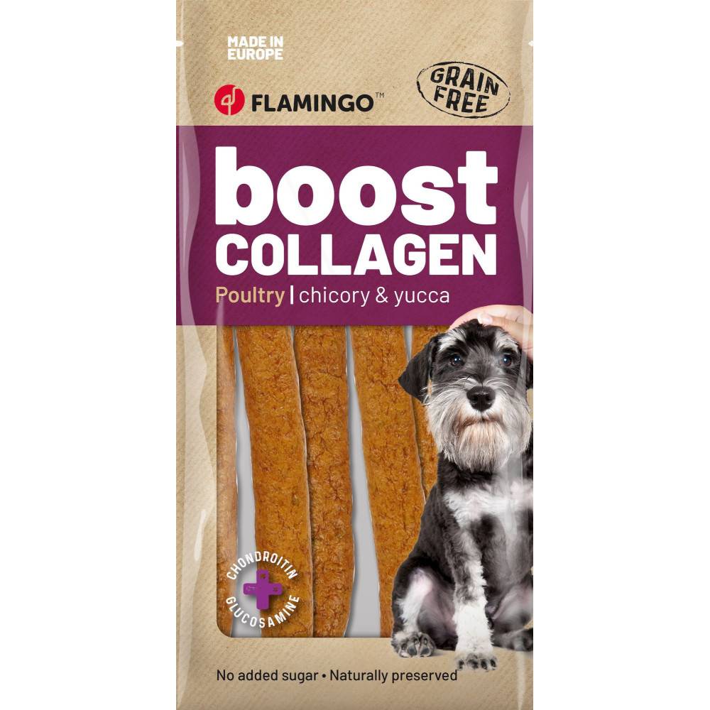 Flamingo - Friandises Boost Saucisses avec poulet, Collagène 600 g pour chien - Image 1
