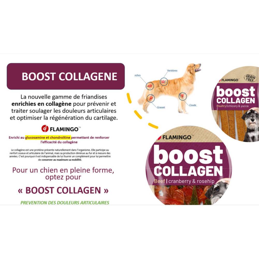 Flamingo - Friandises Boost Saucisses avec poulet, Collagène 600 g pour chien - Image 3