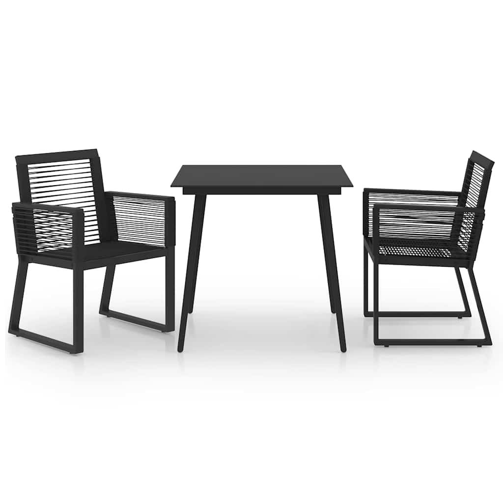 Vidaxl - Ensemble à manger d'extérieur 3 pcs-Salons de jardin Rotin PVC Noir 547609 - Image 2