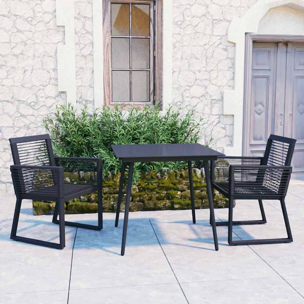 Vidaxl - Ensemble à manger d'extérieur 3 pcs-Salons de jardin Rotin PVC Noir 547609