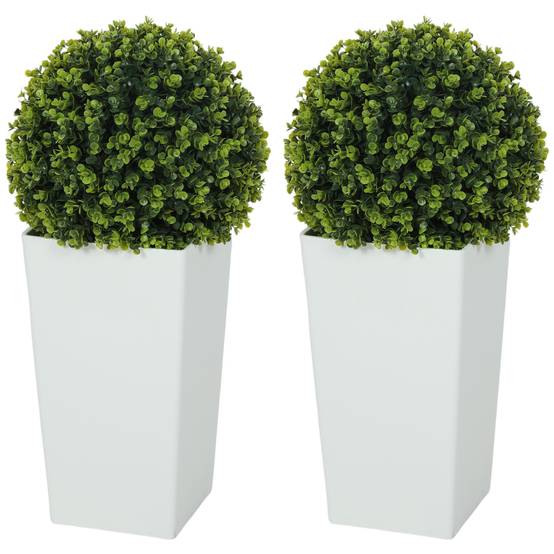Sans Marque - Lot 2 boules eucalyptus artificiel 65 cm UV 330 feuilles pot verte - Image 2