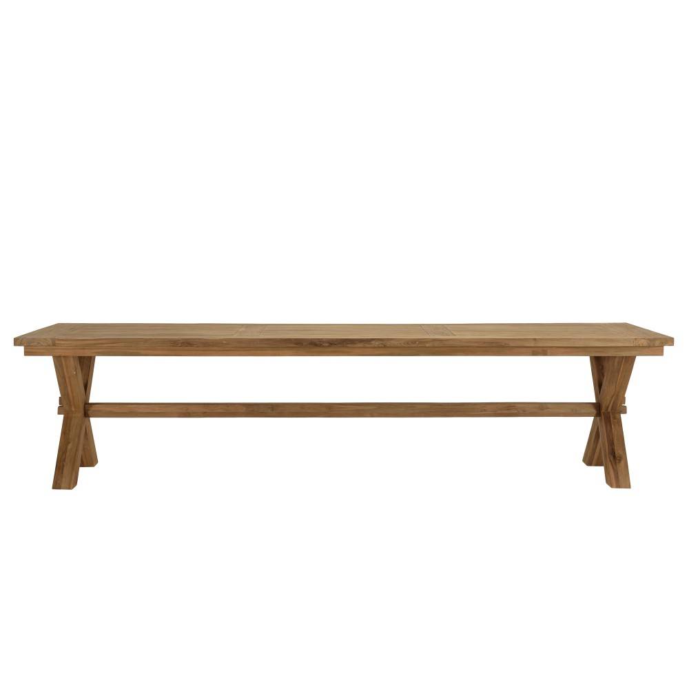 Macabane - KALLY - Table à manger de jardin 320cm bois teck recyclé pieds croisés - Image 4