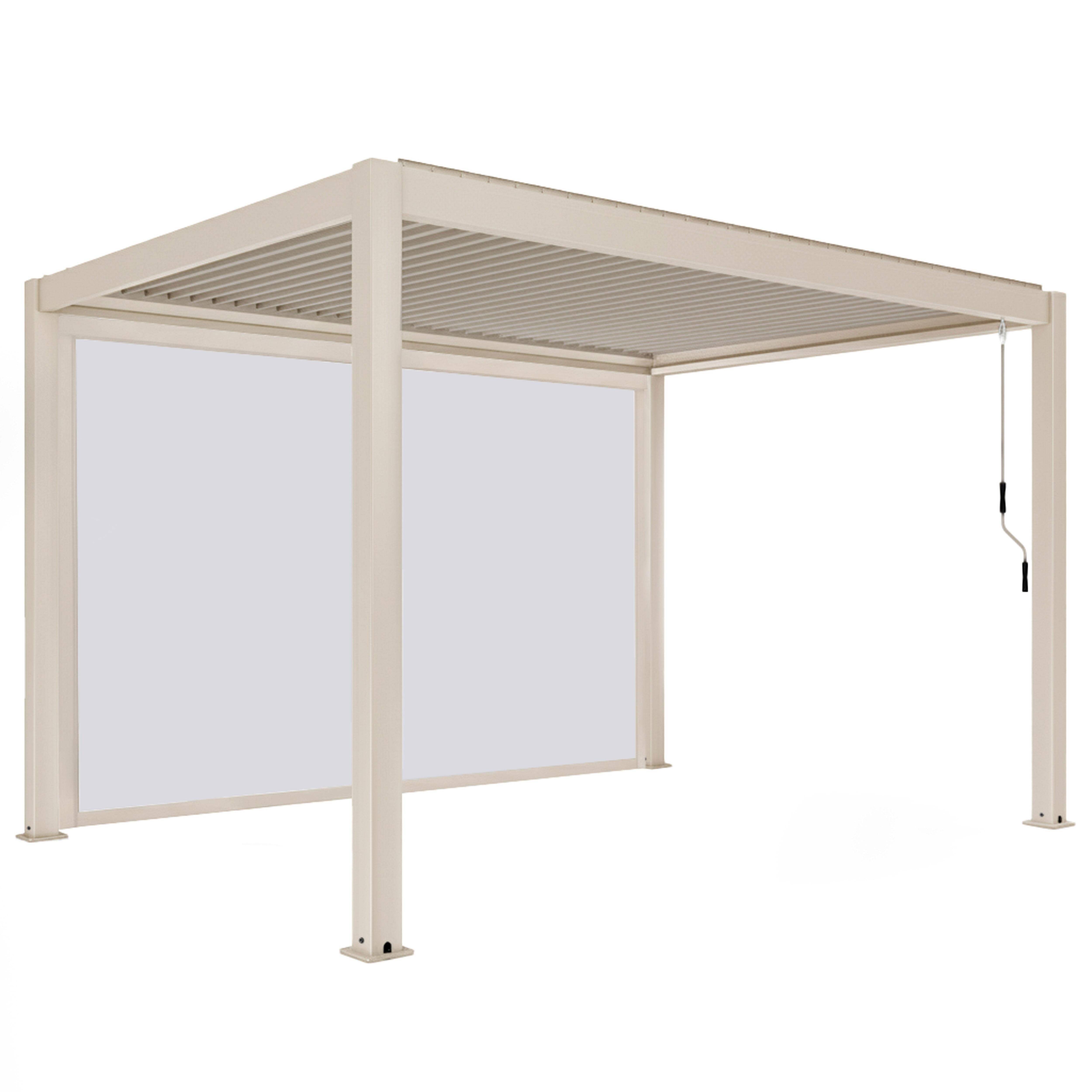 Oviala - Pergola bioclimatique autoportée 3x4 m et 1 store bois crème Athenes - Oviala - Image 2