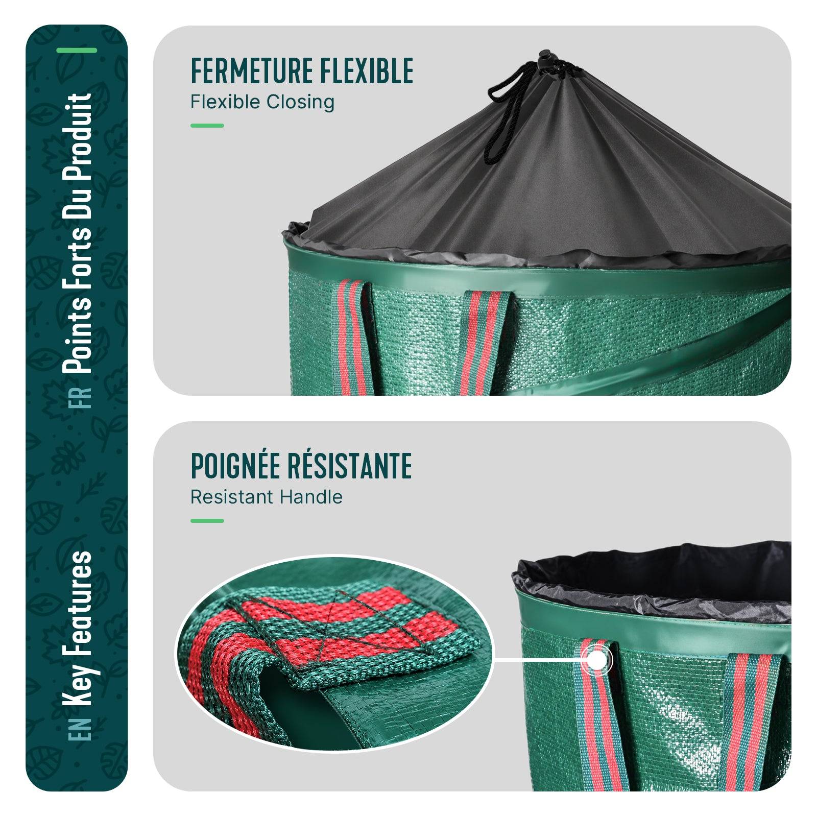 Lot de 3 Sac de Jardin Pop up 100L en Polyéthylène avec Poignées - Image 4
