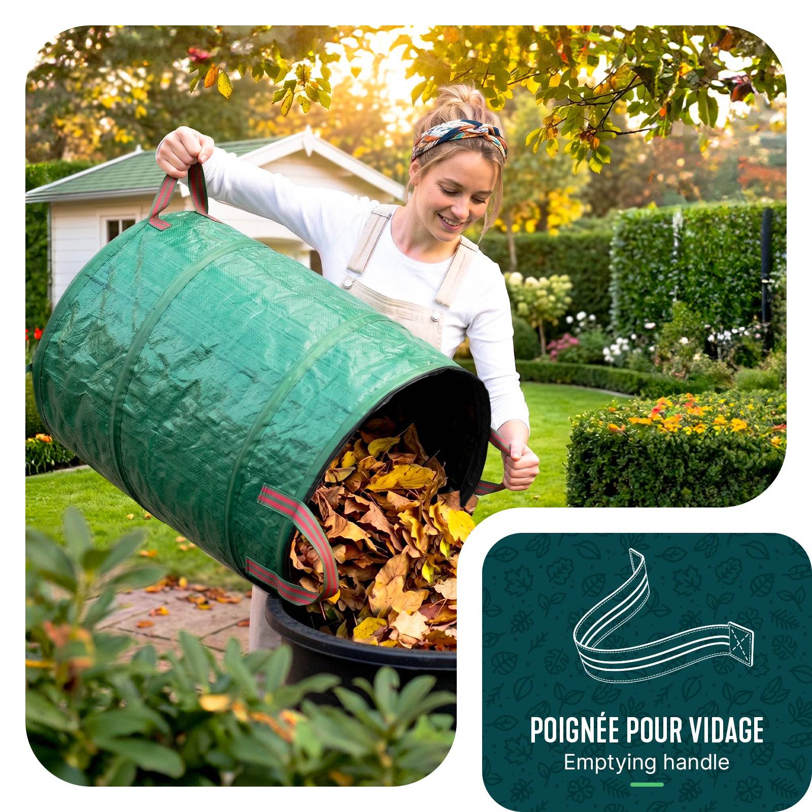 Lot de 3 Sac de Jardin Pop up 100L en Polyéthylène avec Poignées - Image 5