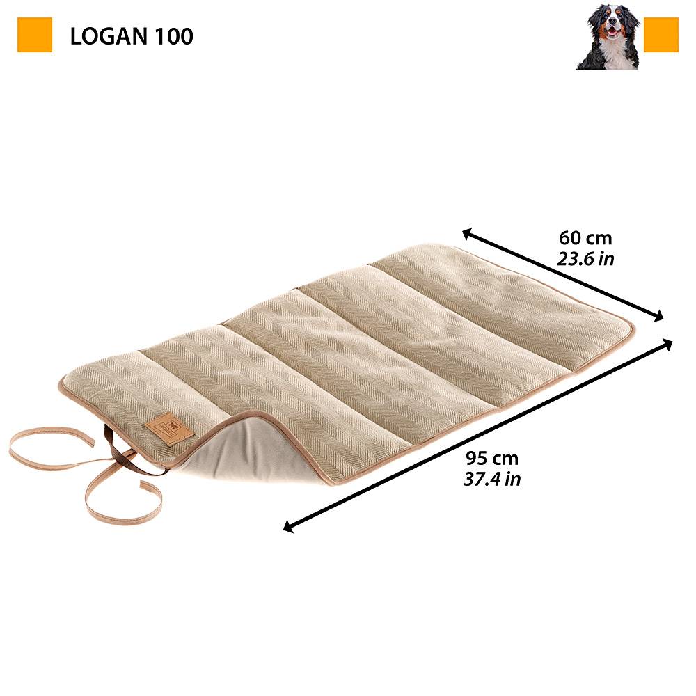 Ferplast - Couverture pour Chiens et Chats LOGAN 100, Double-face, Tweed et velours doux, Lavable, Marron - Image 2
