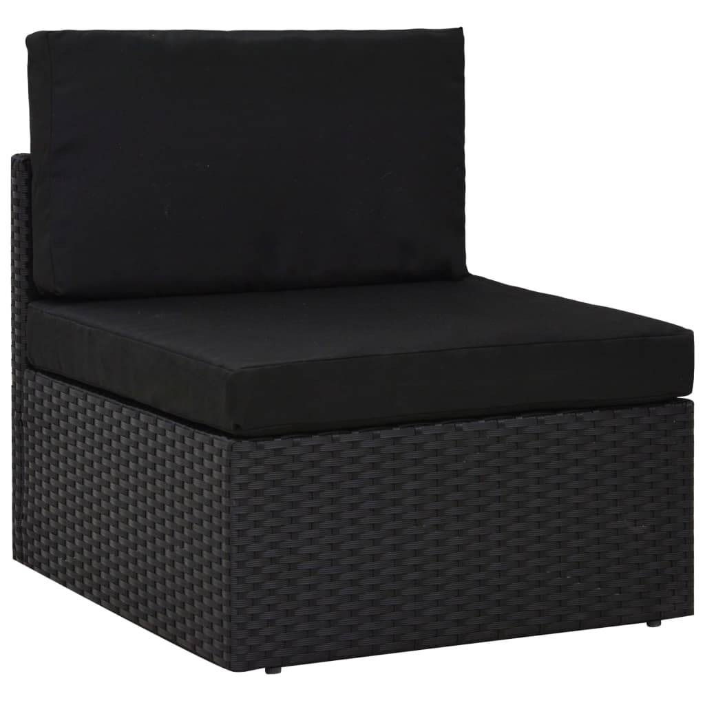 Helloshop26 - Salon de jardin meuble d'extérieur ensemble de mobilier 8 pièces résine tressée noir - Image 7