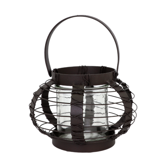 Lanterne jardin extérieur à poser bougie ancienne métal gris 18cm Chemin de campagne - Image 1
