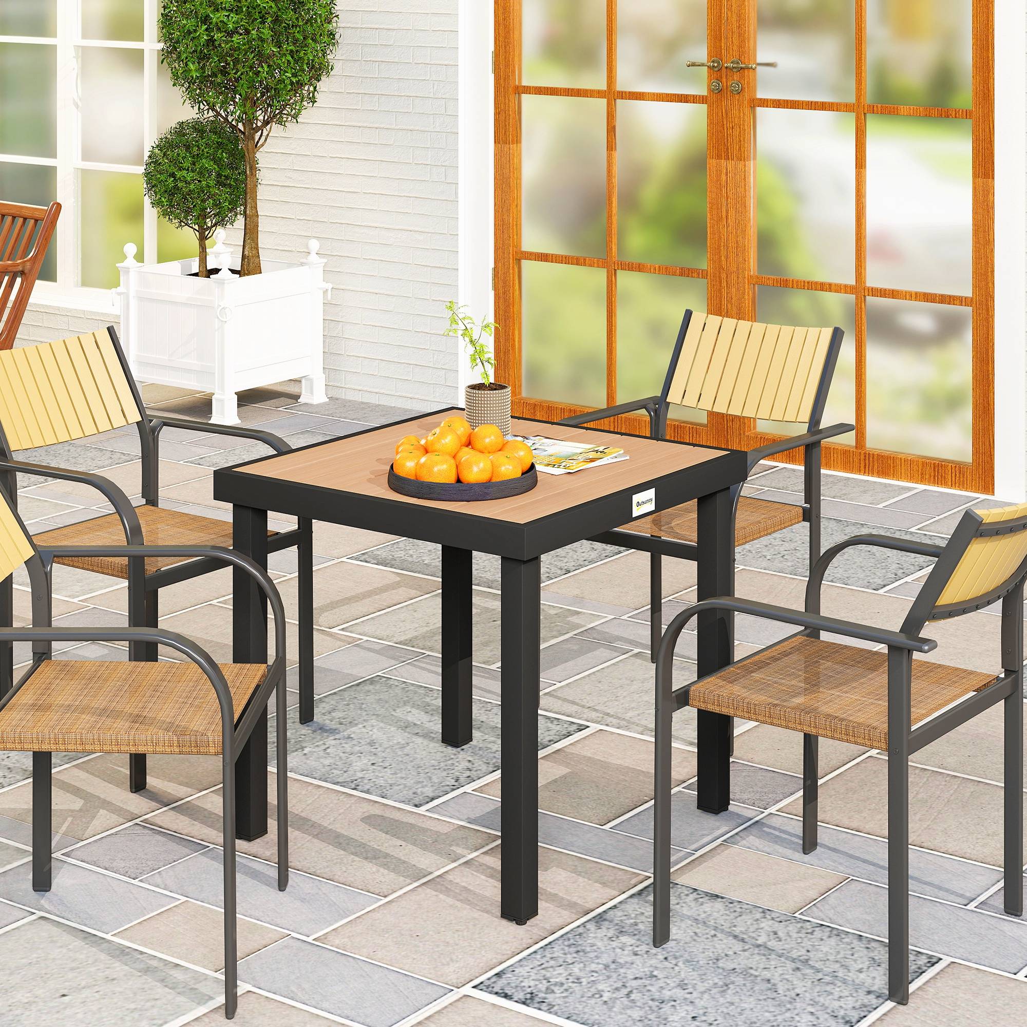 Table de jardin en plastique, 78 x 78 x 74 cm, résistante aux intempéries, structure en aluminium ; table de buffet, table de camping pour 4 personnes - Image 3