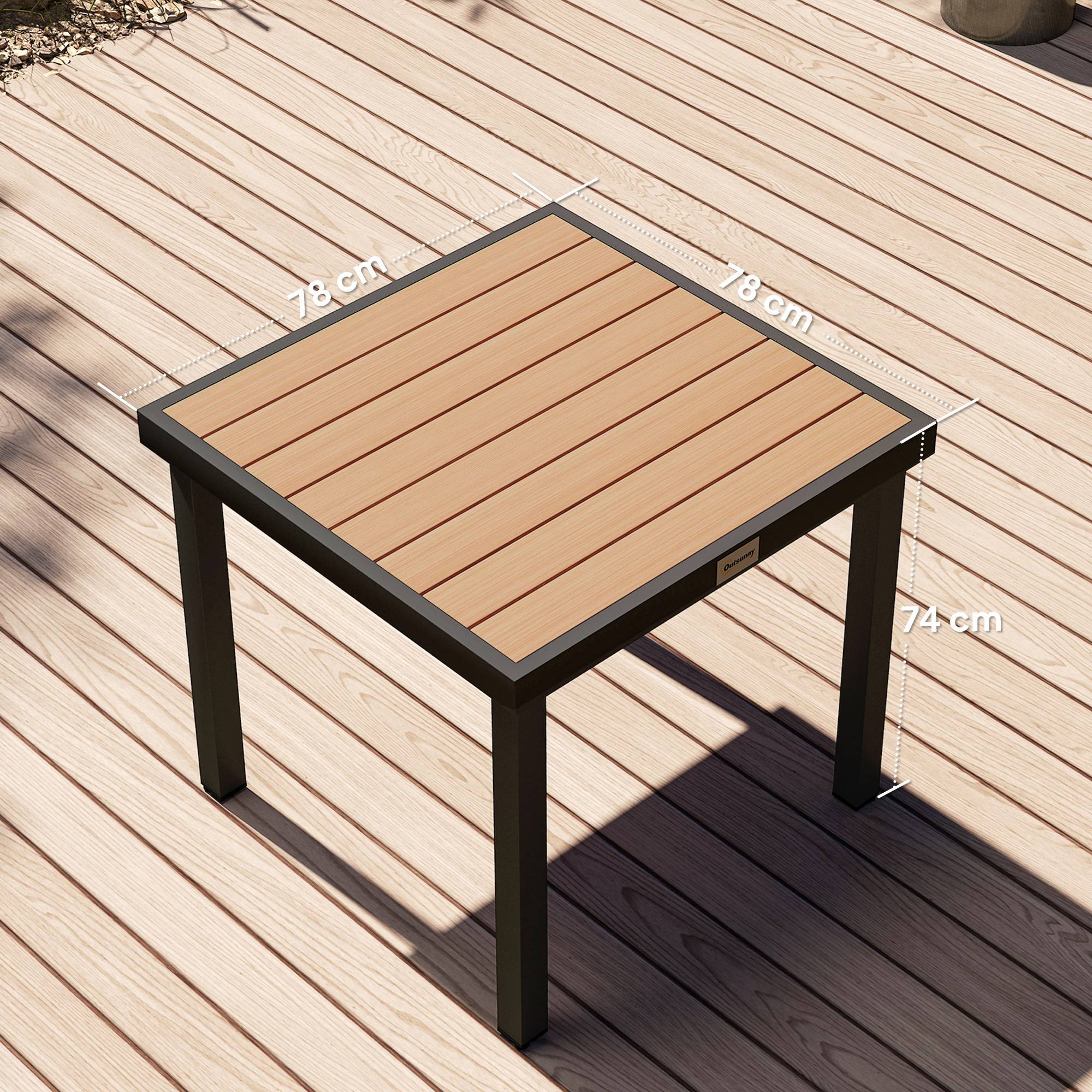 Table de jardin en plastique, 78 x 78 x 74 cm, résistante aux intempéries, structure en aluminium ; table de buffet, table de camping pour 4 personnes - Image 5