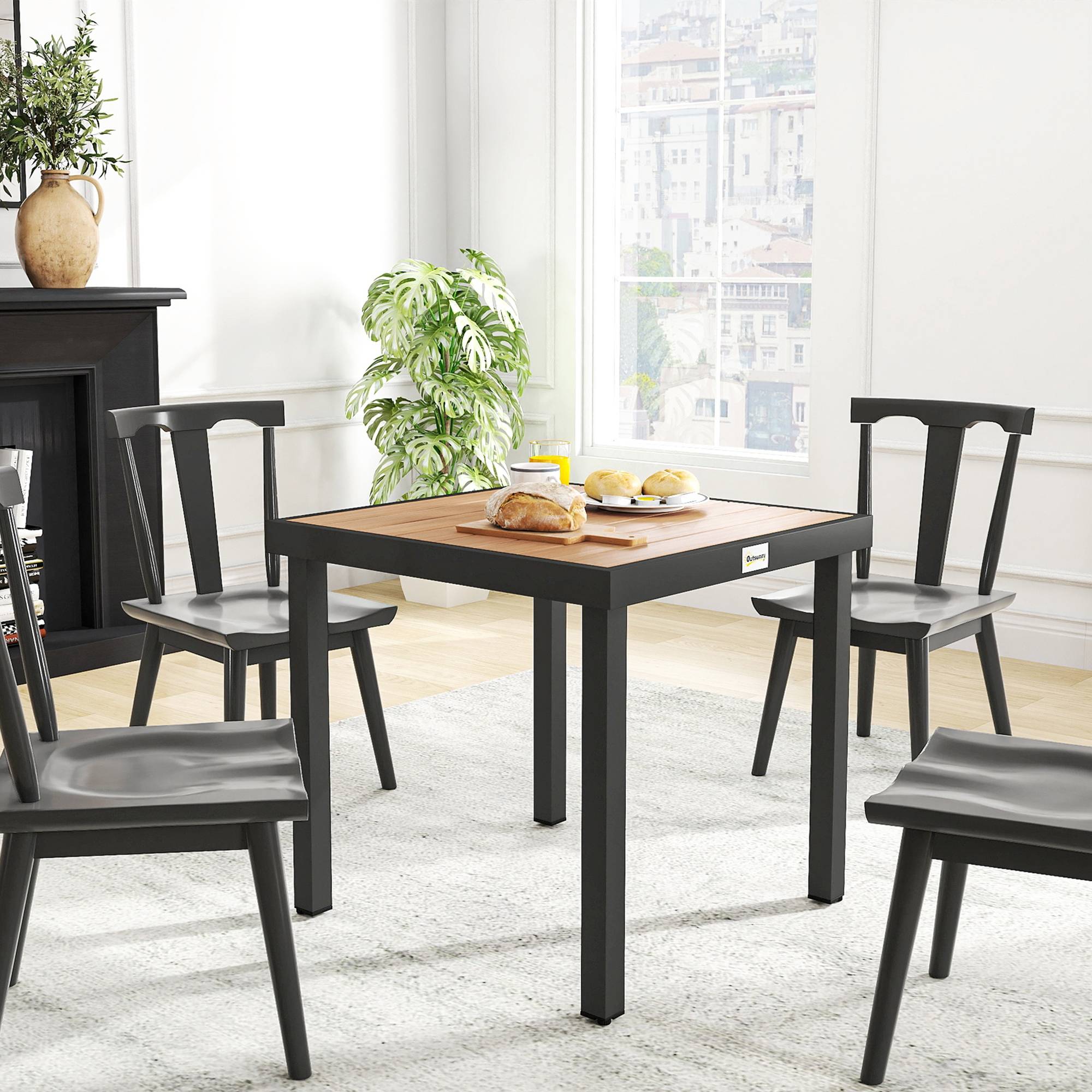 Table de jardin en plastique, 78 x 78 x 74 cm, résistante aux intempéries, structure en aluminium ; table de buffet, table de camping pour 4 personnes - Image 9