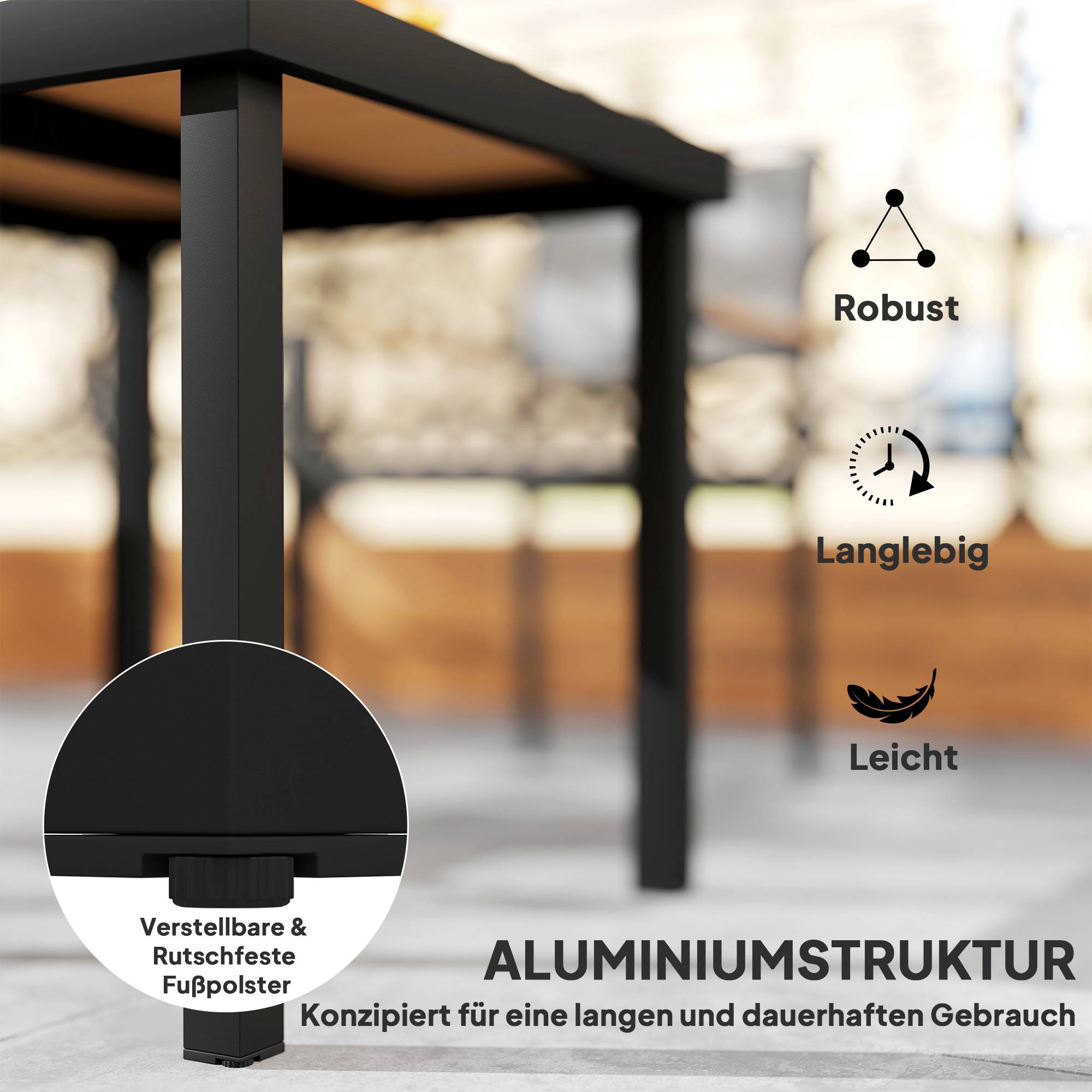 Table de jardin en plastique, 78 x 78 x 74 cm, résistante aux intempéries, structure en aluminium ; table de buffet, table de camping pour 4 personnes - Image 7